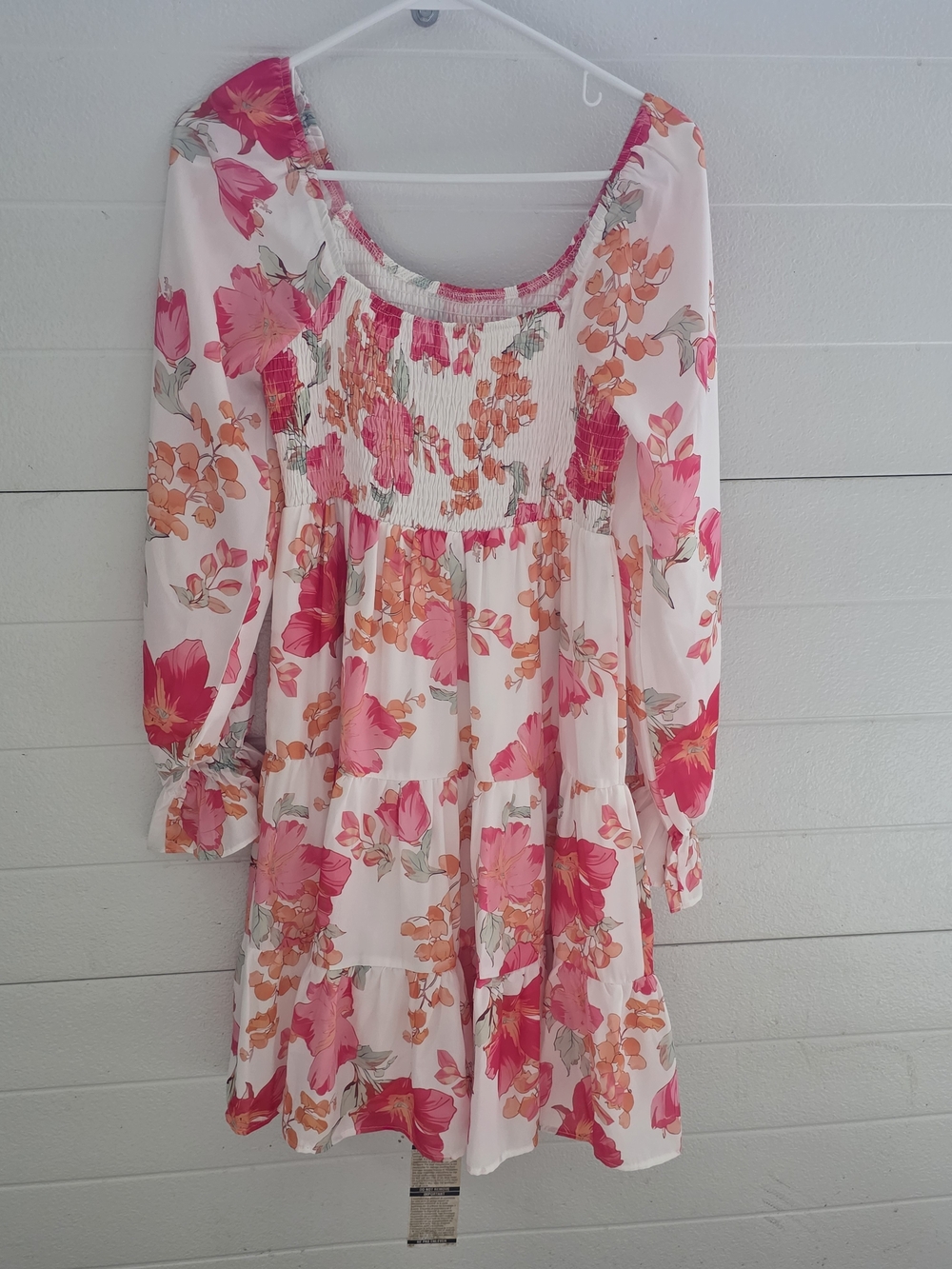 Floral Smocked Dress - Pink & Coral